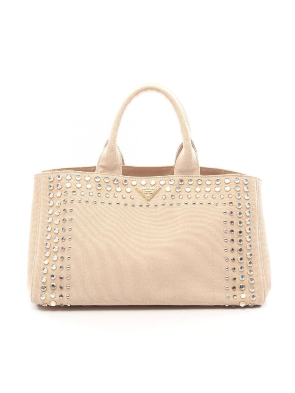 Prada Tote Bag Canapa Bijou Ivory Beige Canvas Large